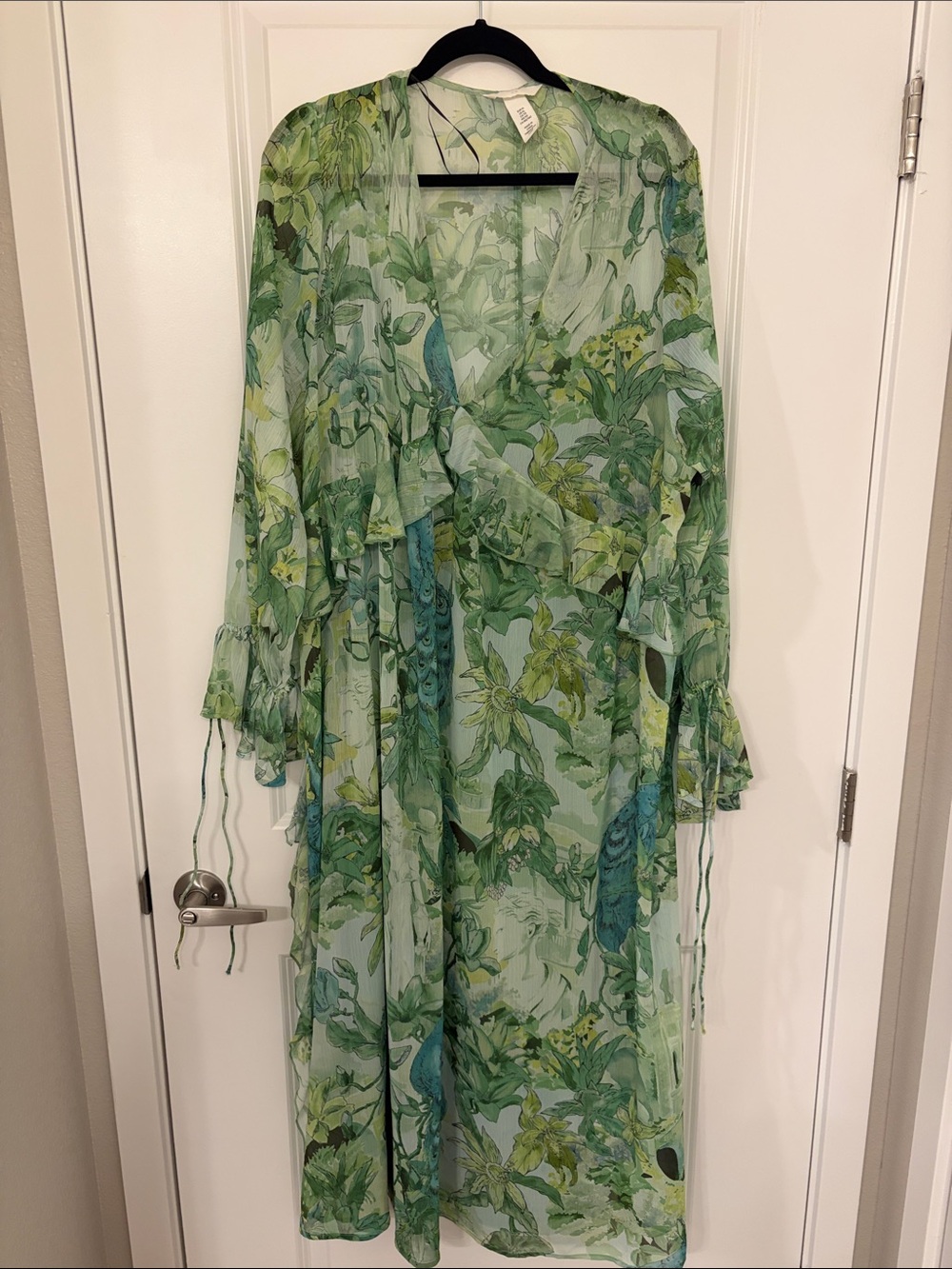 H&M Green Floral Sheer Maxi Dress